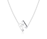 Silver Initial Letter Necklace N SPE-5554